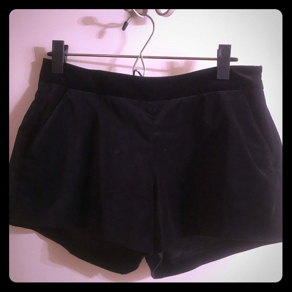 Black velvet side zip shorts from Joie